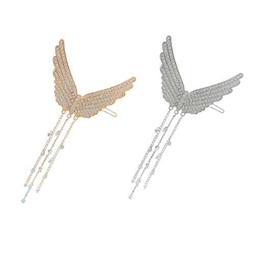 SAFIGLE 2 Stück Strass Haarnadel Mini Hochzeits Haarspange Haarschmuck Für Mädchen Material Engelsflügel Haarnadel Engel Haarspangen Quasten Clip Mädchen Haarschmuck Legierung von SAFIGLE