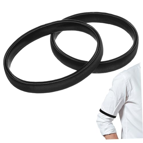 SAFIGLE 2 Stück Stretchables Herren Armband Metall Armreif Dehnbar Schwarz Rutsch Ärmelhalter Stylish für Alltag und Arbeit von SAFIGLE