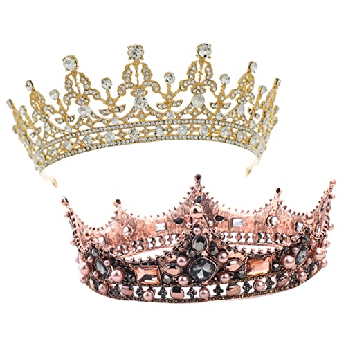 SAFIGLE 2 Stück Teiliges Barock Braut Tiara aus und Perlen Vintage Haarschmuck für Braut und Mädchen Dekoratives Stirnband Eleganter Hochzeitsschmuck Leicht und Komfortabel von SAFIGLE