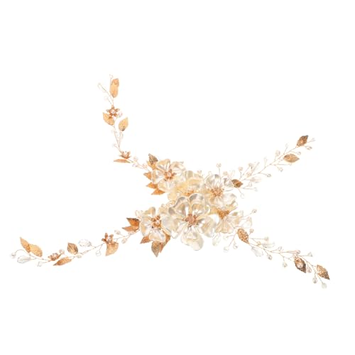 SAFIGLE 2stücke Haarband Für Braut Hochzeit Mit Kristallperlen Und Blumenblatt-design Für Damen Und Mädchen Handgefertigter Kopfschmuck Mit Perlen-haarreif Für Brautschmuck Und von SAFIGLE