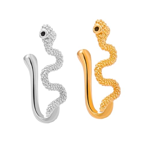 SAFIGLE 2 Stück Teiliges Damen Nasen clip aus Kupfer Nicht piercing Nasenring U förmiger Fake Nose Cuff Schmerzfrei Vielseitiger Schmuck für Nase Ohr Tragus und Knorpel Modisch und von SAFIGLE