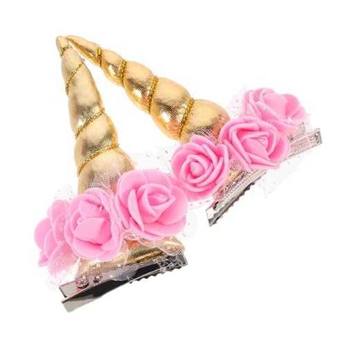 SAFIGLE 2 Stück Teiliges Einhorn Haarspangen Gold Haarschmuck für Halloween Party Kreativer und Rutschfester Haarklammer Schmuck Geeignet für Mädchen und Festliche Anlässe von SAFIGLE