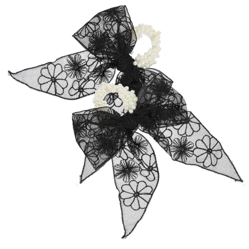 SAFIGLE 2 Stück Teiliges Elastische Haargummis mit Perlen und Spitzen Design Dehnbar und Haarschonend Eleganter Haarschmuck für Frauen Geeignet für Alltag Party Festival und Festliche von SAFIGLE