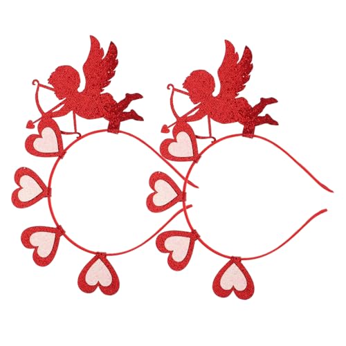 SAFIGLE 2 Stück Teiliges Herz Haarband Valentinstag Party Haarreif Rot Valentinstags Accessoire Foto Requisite Romantisches Stirnband für Freunde von SAFIGLE
