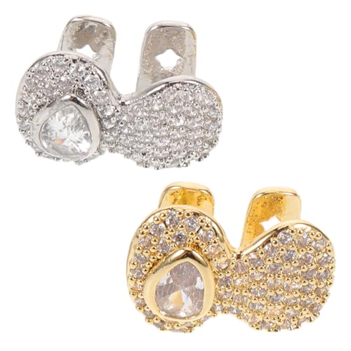 SAFIGLE 2 Stück Teiliges Hip-hop Wasserfall Zirkonia Gold Silber Fake Tooth Caps Abnehmbare Bling Hip-hop Grills mit Komfortablem Sitz Auffälligem Glanz für Kostüm Partyevents von SAFIGLE
