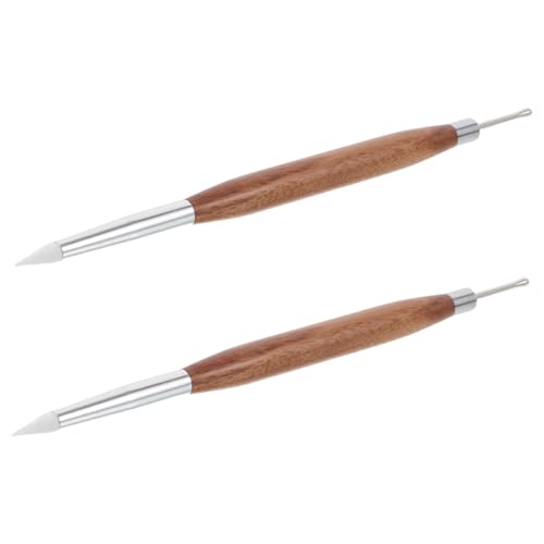 SAFIGLE 2 Stück Teiliges Nageldesign Stift mit Doppelseitiger Silikonspitze und Holzgriff Präzise Skulptur und Prägewerkzeuge für Gel Polish Zeichnung Formung und Kreative Nail Art Zuhause von SAFIGLE