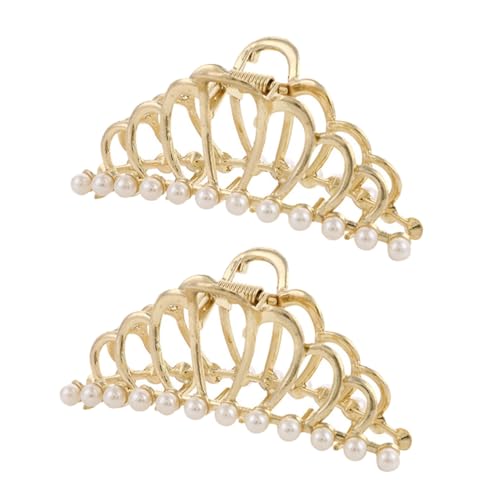 SAFIGLE 2 Stück Teiliges Perlen Haarklammer Metall Haarkralle Elegant Flexibel Langlebig für Dickes Haar Damen Haarstyling Zubehör Festlich und Alltagstauglich von SAFIGLE