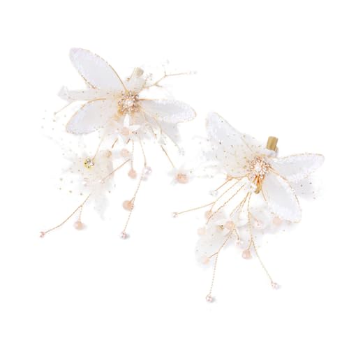 SAFIGLE 2 Stück Teiliges Set Goldene Mesh Haarklammern mit Kristallblumen Braut Haarspangen Zarte Perlen Haarclips für Hochzeit Brautschmuck Festliche Haarschmuck Accessoires von SAFIGLE