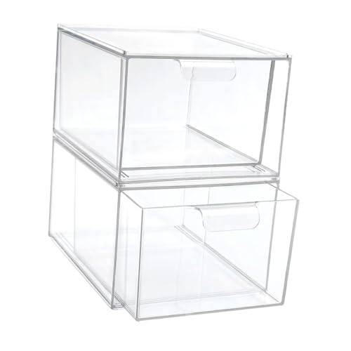 SAFIGLE 2 Stück Teiliges Transparentes Kunststoff aufbewahrungsbox Deckel Stapelbar Kratzfester Kosmetik Schmucketui Organizer Vielseitig für Büro Schlafzimmer und Badezimmer Geeignet von SAFIGLE