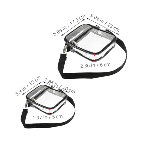 SAFIGLE 2 Stück Transparente Crossbody Taschen mit Reißverschluss Stadionzugelassen Verstellbarer Schultergurt Klare Umhängetaschen für Damen und Herren Aufbewahrungstaschen für Konzerte von SAFIGLE