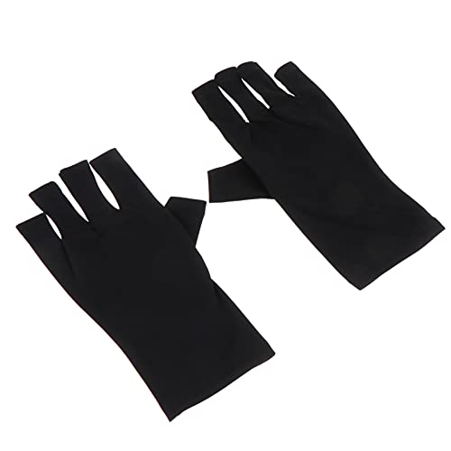 SAFIGLE 2 Stück UV-Handschuhe Handschuhe Halbfinger Nägel Anti-Handschuhe für die Maniküre Unisex Mikrofaser Maniküre-Handschuhe mit UV-Schutz UV-Schutzhandschuhe Polyester Fabrik Schwarz von SAFIGLE