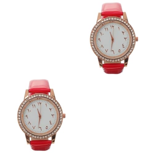 SAFIGLE 2 Stück Uhr Memorial Armband Armreif Armbänder Für Frauen Paar Armbänder Strass Armbänder Frau Diamant Armband Frau Armbänder Mädchen Armband Edelstahl Rot von SAFIGLE