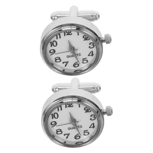 SAFIGLE 2 Stück Uhrenmanschettenknöpfe Kettenstift Klemmspule Herrenuhren Armbänder Automatisches Halsband Gravierte Taschenuhr Goldene Uhr Schwarze Taschenuhr Manschettenknöpfe von SAFIGLE