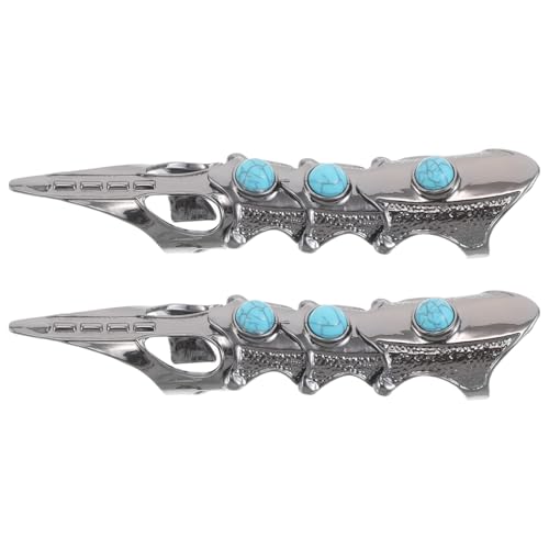 SAFIGLE 2 Stück Verstellbare Gotische Ringe mit Türkis Vollfinger Schmuck für Halloween Cosplay und Partys Robuste Metallrüstung für von SAFIGLE