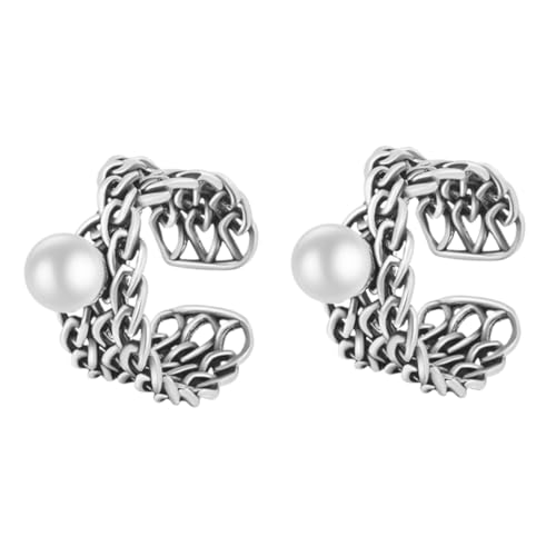 SAFIGLE 2 Stück Verstellbarer Damenring mit Perlen Design Eleganter Statement Ring für Mädchen Einzigartiger Schmuck für Partys und Alltag Hochwertigem Gefertigt Langlebig und von SAFIGLE