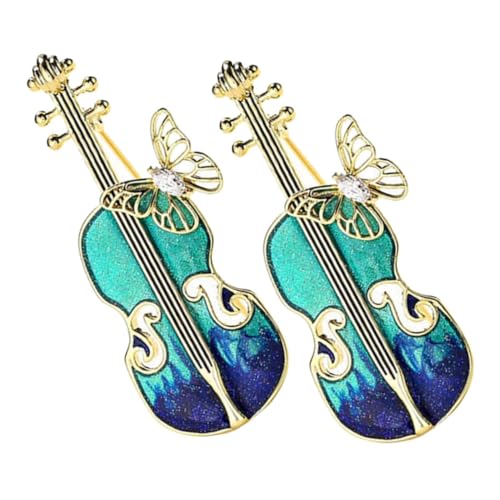 SAFIGLE 2 Stück Vintage Blaue Geigenbroschen Damen Anstecknadeln Musikinstrument Schmuck für Kleidung Schals Anzüge Leichtes Design Perfektes für Musikliebhaber von SAFIGLE