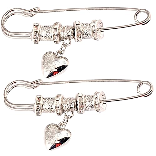 SAFIGLE 2 Stück Vintage Herz Brosche Sicherheitsnadeln aus Legierung Strickjacken Clips Große Schmuck Anstecker für Pullover und Schals Elegantes Accessoire für Damen von SAFIGLE