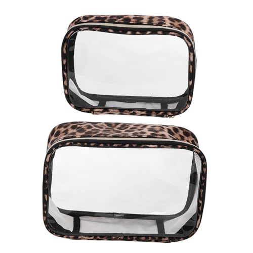 SAFIGLE 2 Stück Große Reise-Make-up-Tasche Mit Leopardenmuster Tragetasche Taschen Tragbarer Toilettenartikel-Organizer Für Frauen von SAFIGLE