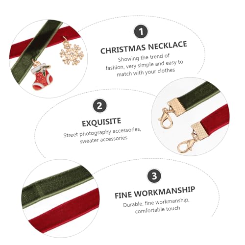 SAFIGLE 2 Stück Weihnachtlicher Choker Halsketten mit Weihnachtsbaum und Glockenanhänger Samtige in Rot und Grün Festliche Schmuckkette für Damen und Langlebige und Farberhalt von SAFIGLE
