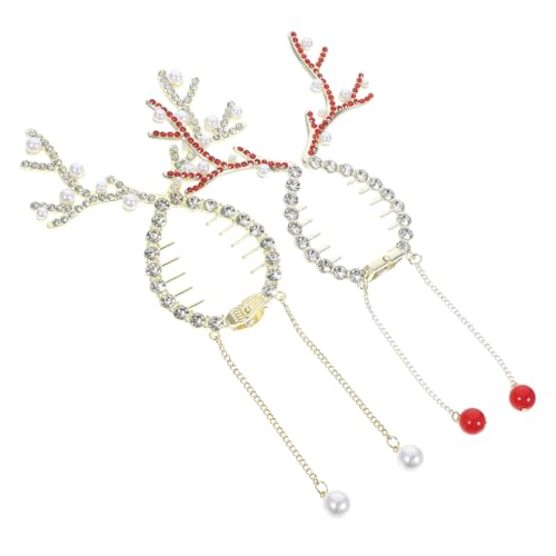 SAFIGLE 2 Stück Weihnachts Haarklammern mit Rentier Geweih Stabile Metall Krallenclips für Damen Festlicher Haarschmuck Schonend für Haare für Partys und Alltag von SAFIGLE