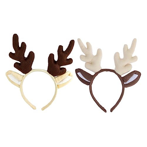SAFIGLE 2 Stück Weihnachts Haarreif mit Rentiergeweih Festliche Haarbänder für Partys Cosplay und Dekoration Kaffee von SAFIGLE