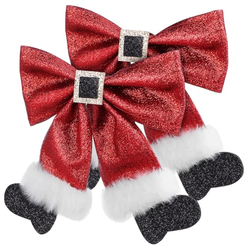 SAFIGLE 2 Stück Weihnachts-Haarspangen Glitzer-Weihnachts-Haarschleifen Niedliche Schleifen Haarspangen Rote Schleifen Haarnadeln Weihnachts-Haar-Accessoires Für Mädchen Und Frauen von SAFIGLE