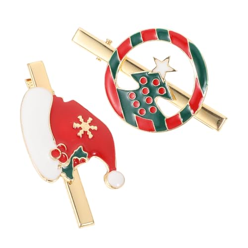 SAFIGLE 2 Stück Weihnachtshaarspangen Weihnachtshaarnadel Goldene Haaraccessoires Weihnachtshaar-krokodilklemme Weihnachtshaarklammern Kopfschmuck Für Weihnachten Urlaubshaar Legierung von SAFIGLE