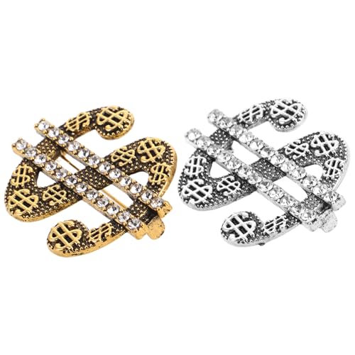 SAFIGLE 2stücke Zinklegierung Geld-anstecknadel Brosche Für Herren Mit Strasssteinen Kleidungsdekoration Shirts Jacken Mützen von SAFIGLE