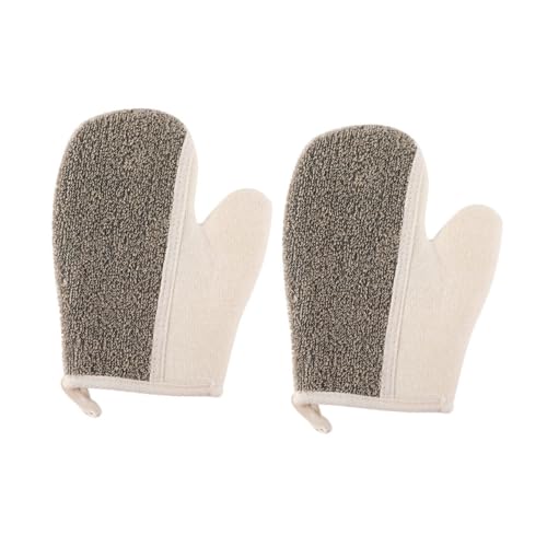 SAFIGLE 2 Stück badetuch handschuhe waschen Peeling-Handschuh Peeling Peelinghandschuhe Körper handtücher Badezimmer-Duschhandschuhe kreative Duschhandschuhe Flachs Schwarz von SAFIGLE