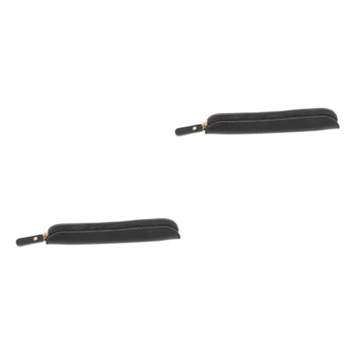 SAFIGLE 2 Stück kleine Bleistifttasche Stift Wraps einzelne Federtasche Stiftverpackung Schild Träger Mäppchen Stifttaschen für kleine Unternehmen Stifthalter Etui Pu Black von SAFIGLE
