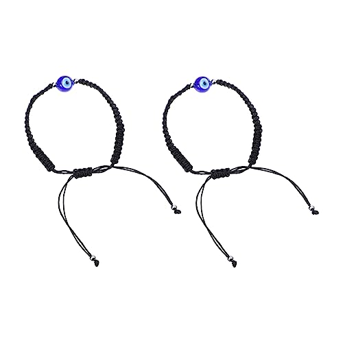 SAFIGLE 2 Stücke Teufel-auge-armband Pärchen Armband Armbänder Gewebtes Armband Aus Augenperlen Männer Böser Blick Armbänder Augenperlenarmbänder Damenarmband Geflochtenes Seil Black von SAFIGLE