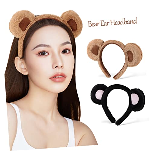 SAFIGLE 2 Teiliges Bärenohren Haarreif Weiches Stirnband mit Elastischem Dreidimensionalem Design für Halloween Cosplay Party Tägliches Make Up und Badespaß von SAFIGLE
