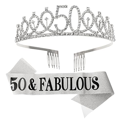 SAFIGLE 2 Teiliges Geburtstagskronen Set Und Schärpe Geburtstagsschärpe Und Gürtel Für Frauen Tiara Zum 50 Geburtstag Hochzeitsdekor Party Etikette Gürtel Damen Hi Birthday Schärpe von SAFIGLE