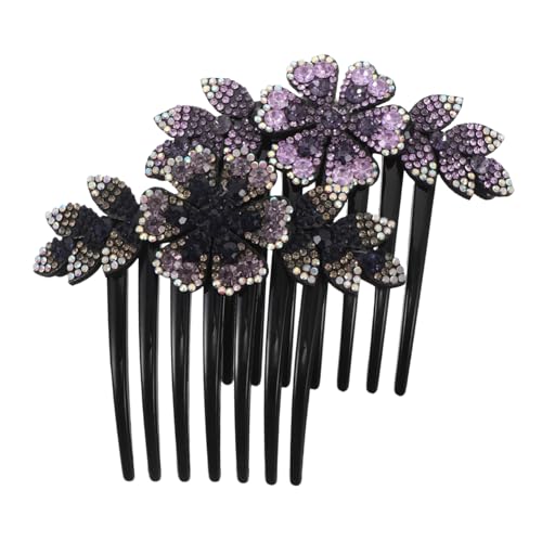 SAFIGLE 2 Teiliges Haar Accessoire Für Die Braut Haarkämme Mit Farbverlauf Und Strasssteinen – Feine Kunststoffzähne Rutschfestes Design – Brautschmuck Für Hochzeiten/Partys/Den Alltag von SAFIGLE