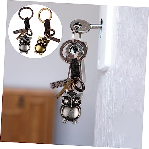 SAFIGLE 2 Teiliges Retro Eulen Schlüsselanhänger aus Kupfer und Silber Stilvolle und Langlebige Schlüsselanhänger Anhänger für Taschen Rucksäcke Schmuck Geeignet für Damen und Herren von SAFIGLE