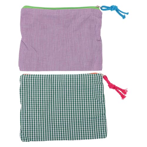 SAFIGLE 2-teiliges Reise-Make-up-Etui mit Gittermuster: Mit großem Fassungsvermögen für Kulturbeutel – Tragbarer Kosmetikkoffer für Kosmetik und Schreibwaren – Ästhetisches Make-up-Etui von SAFIGLE