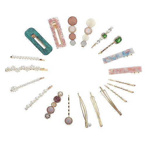 SAFIGLE 20 Stück Teiliges Set Perlen Haarspangen für Damen Geometrische Acryl Haarclips Haaraccessoires für und Styles von SAFIGLE