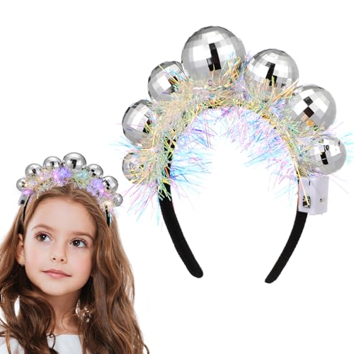 SAFIGLE 2025 Neujahr Weihnachten Disco Stirnband Vintage Discokugel Kopfbedeckung Weihnachtsfeier Disco Stirnband Discokugel Zubehör Für Frauen Mädchen von SAFIGLE