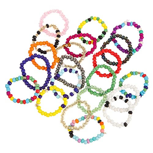 SAFIGLE 21Stücke Teiliges Farbige Perlenringe für Frauen Stilvolle Verstellbare Schmuckstücke für Täglichen Gebrauch als für Besondere Anlässe oder Partys von SAFIGLE