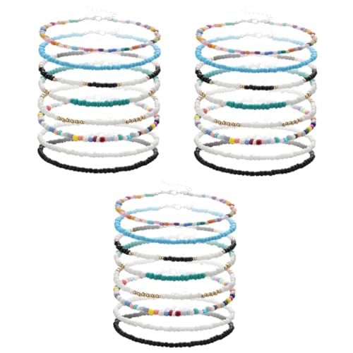 SAFIGLE 24 Stk Bunte Reis perlen Fußkettchen gewebtes Armband wasserdichtes Fußkettchen frauengeschenk women gift handgefertigte Fußkette Fuß Dekor Mode Knöchelkette Schmuck schmücken von SAFIGLE