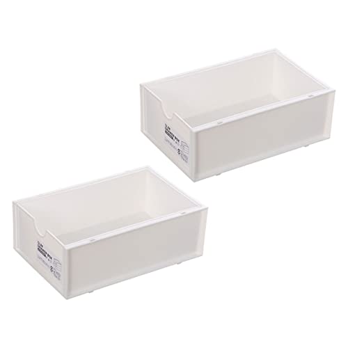 SAFIGLE 2Er-Packung Schublade Aufbewahrungsbox mit Behälter Multifunktional Büro stapelbar Schubladen-Organizer-Container Desktop-Speichercontainer Schreibtisch Speicherorganisator pp Weiß von SAFIGLE