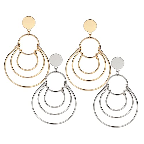 SAFIGLE 2 Paar Mehrlagige Creolen Ohrringe Damen Trendige Runde Metallohrringe Leicht Hypoallergen für Boho Styles Party Ereignisse von SAFIGLE