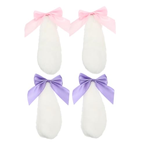 SAFIGLE 2paare Hasenohren Haarspange Aus Plüsch Mit Schleife Tierohren Haarnadeln Für Mädchen Cosplay Party Alltag Bezauberndes Haaraccessoire von SAFIGLE