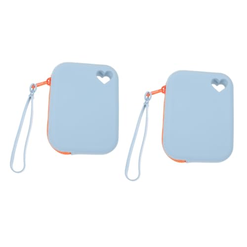SAFIGLE 2St Aufbewahrungstasche aus Silikon speicherkarten Tasche Organizer Handtasche Organizer Bag aufbewahrungsbeutel Organizer Pouch Kabelbehälter Digitale Tasche Kieselgel Sky-Blue von SAFIGLE