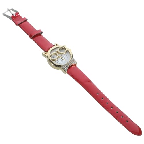 SAFIGLE 2St Brille Katzenuhr Armbanduhr für Damen Damenarmbanduhren Geschenk Damenuhren Frauen lustige Uhr lustige Armbanduhr Dropshipping schmücken Cartoon-Katze Anschauen Fräulein rot von SAFIGLE