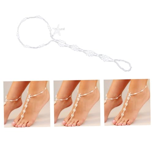 SAFIGLE 2St Fußkettchen ausgehen get Out partyspieße Strandurlaub pferdeparty Strand Urlaub Gift Ideas Attraktiv Prom Fußkette Damen Fußschmuck Mode Schuhwerk Blitzbohren Fräulein Weiß von SAFIGLE