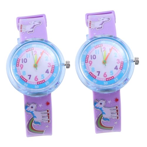 SAFIGLE 2St Kinderuhr Armbanduhr Kinder Watch armbanduhren Kinder kreative Quarzuhr Kinderarmbanduhr Studenten schauen zu Wenig frisch Anschauen Quarzuhren Kunststoff-PVC Violett von SAFIGLE