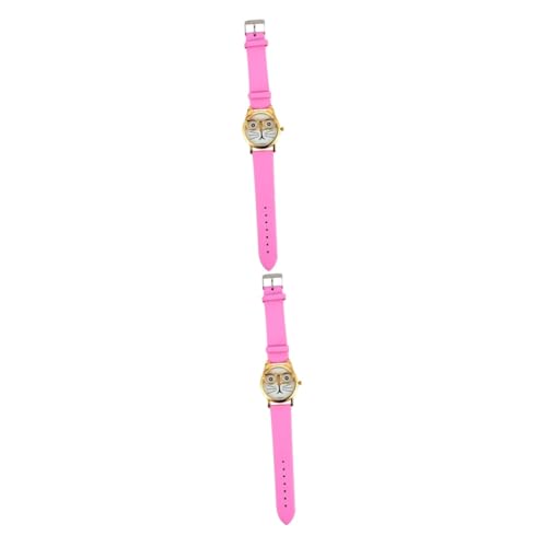 SAFIGLE 2St Kinderuhr Armbanduhr Kinder Watch armbanduhren für Kinder Funky Damenarmbanduhren Lederuhr kreative Uhr Quarz-Armbanduhren Dropshipping Anschauen Lederriemen PU-Leder Rosa von SAFIGLE