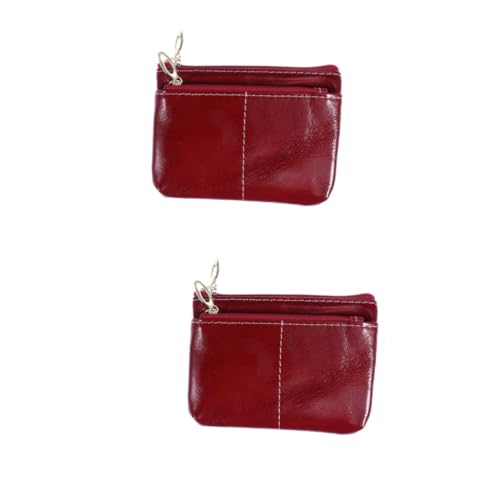 SAFIGLE 2St Kreditnehmerin für Frauen Damen geldbörse Geldbörsen Vintage-Geldbörse geldgeschenke Weihnachten weihnachsgeschenk small Wallet Reißverschlusstasche weibliche Geldbörse rot von SAFIGLE