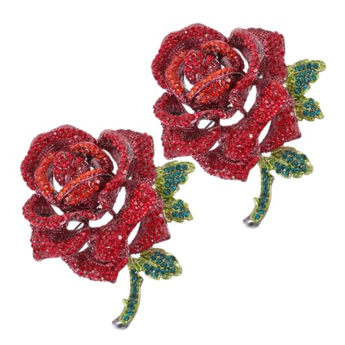 SAFIGLE 2St Kristall-Rosenbrosche hochzeitsschmuck hochzeits schmuck Blumennadel Blumenbrosche deko Anstecknadel Sicherheitsnadel für Kleidung Revers Stift Korsage Große rote Rose Fräulein von SAFIGLE